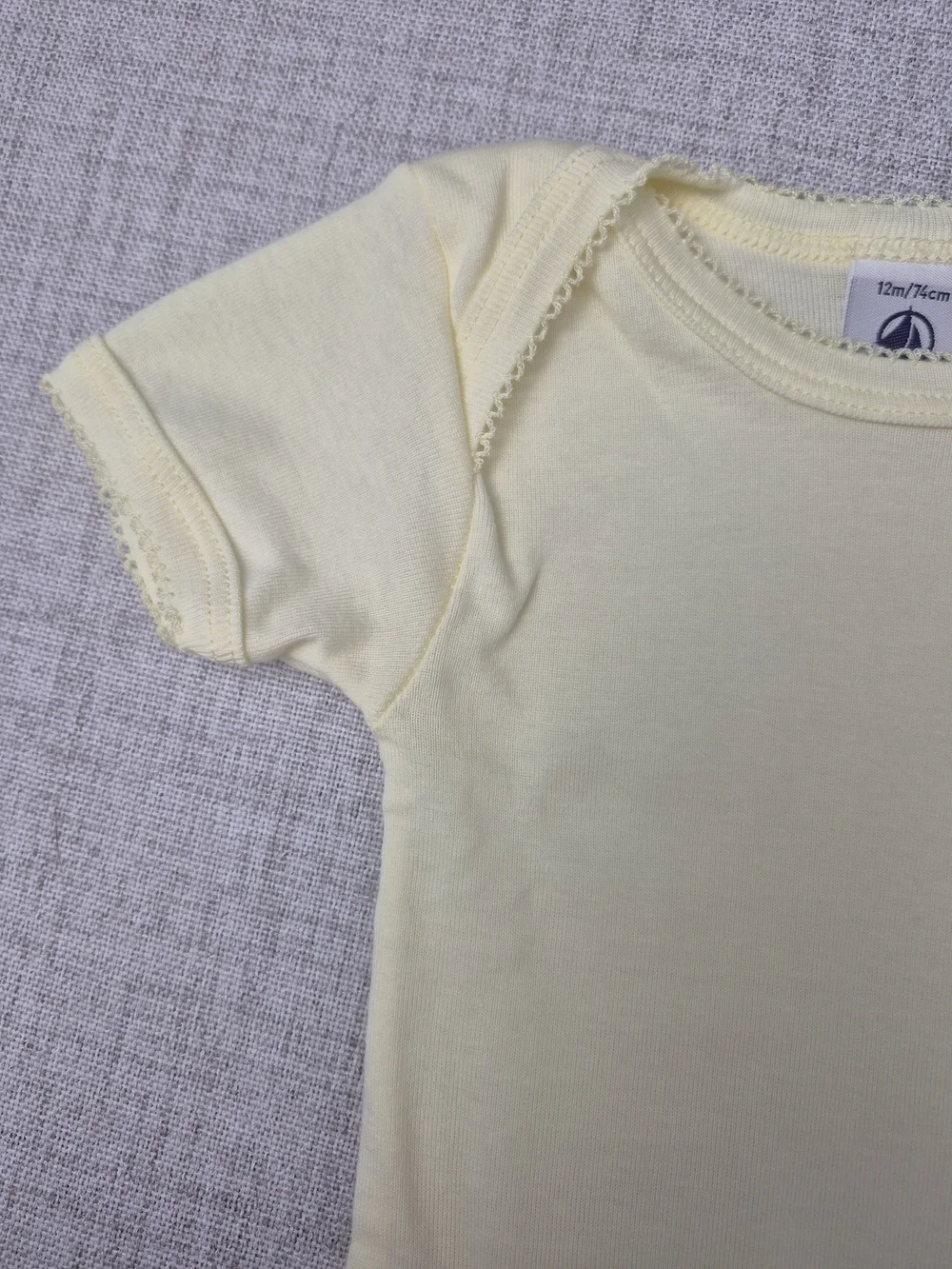 Petit Bateau Baby Girl 2 Pack Short Sleeve Picot Trim Bodysuits 12M